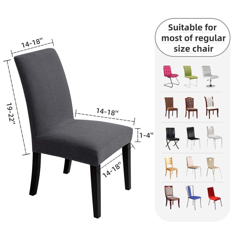 Artrello Chair Covers for Dining Room - Stretch Chair Slipcovers for Decorative Seat Protector Armless Removable Washable Elastic Dinner Universal Spandex Solid Chair Slip Covers Set(Dark Grey,4) - Image 5